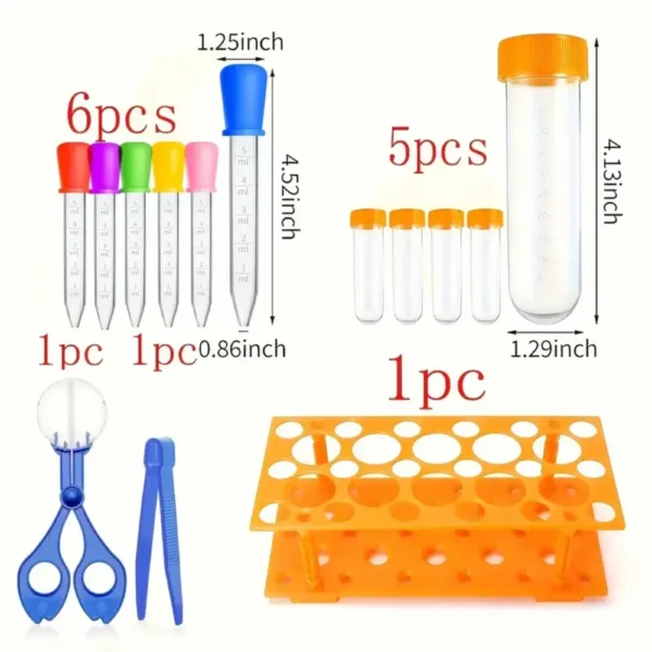 KIT DE TUBOS DE ENSAYO GOTEROS PINZAS PARA TRABAJOS DE LABORATORIO - Imagen 8